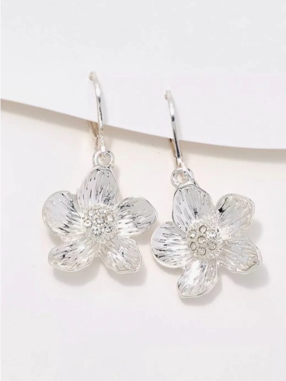 Joan Rivers Sterling Silver Floral Drop Earrings - Silver Flower Dangle